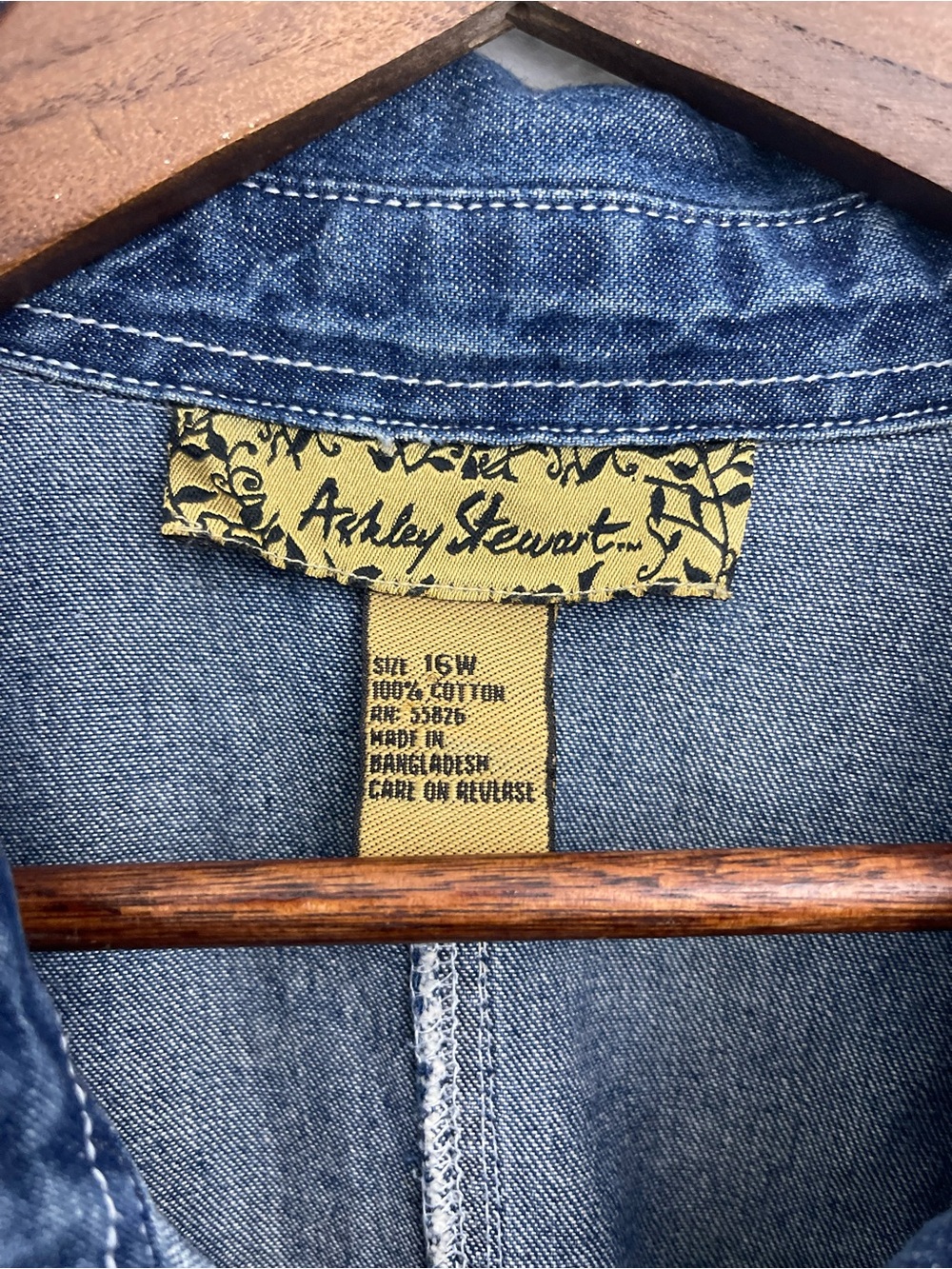 Ashley Stewart Dress 16W Dark Blue Denim Button-Front Maxi Shirt Short Slv - Picture 7 of 7